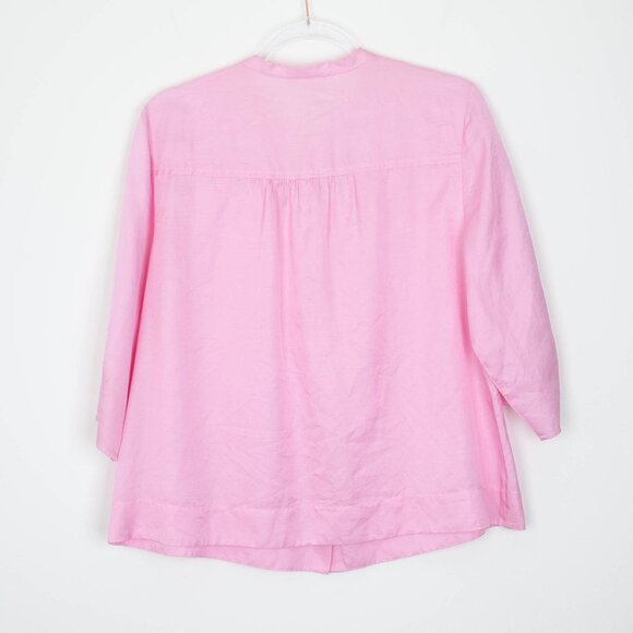 Eileen‎ Fisher Womens Silk Blend Button Down Blouse Size M Pink 3/4 Sleeve Boxy - Picture 8 of 9